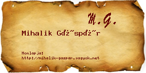 Mihalik Gáspár névjegykártya